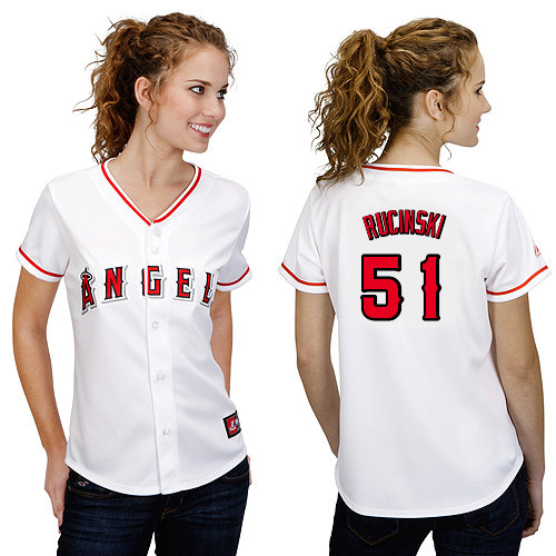 Drew Rucinski #51 mlb Jersey-Los Angeles Angels of Anaheim Women's Authentic Home White Cool Base Baseball Jersey